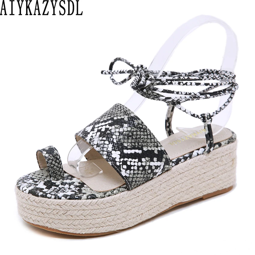 AIYKAZYSDL Women Fisherman Shoes Cane Hemp Faux Snake Print Ring Toe Cross Strap Gladiator Rome Sandals Platform Wedge Med Heel
AIYKAZYSDL Women Fisherman Shoes Cane Hemp Faux Snake Print Ring Toe Cross Strap Gladiator Rome Sandals Platform Wedge Med Heel