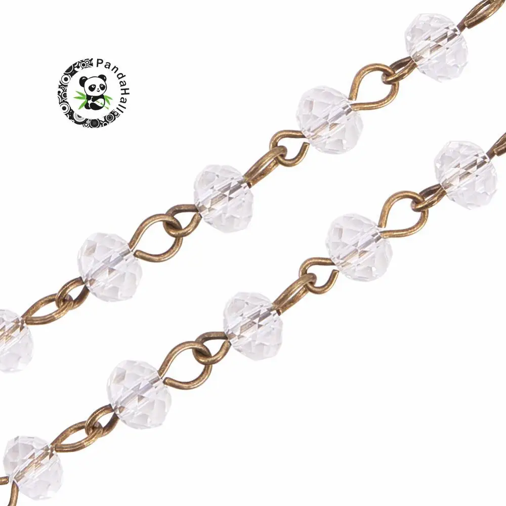 1000x6mm Handmade Glass Faceted Abacus Beads Chains With Iron Eyepins Antique Bronze Clear for Jewelry Findings
1000x6mm Handmade Glass Faceted Abacus Beads Chains With Iron Eyepins Antique Bronze Clear for Jewelry Findings