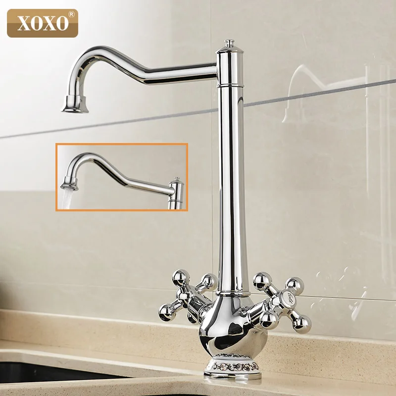 XOXO Kitchen Faucet Cold and Hot Chrome 360 Degree Sink Faucet Swivel Spout Double Cross Handle Deck Mounted Mixer Taps 60001G
XOXO Kitchen Faucet Cold and Hot Chrome 360 Degree Sink Faucet Swivel Spout Double Cross Handle Deck Mounted Mixer Taps 60001G