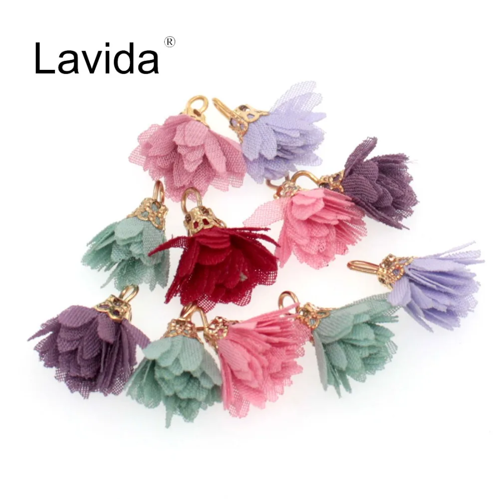 LAVIDA H30 10 шт. мини кисточки/цветочный кулон/самодельные серьги ожерелье шляпы