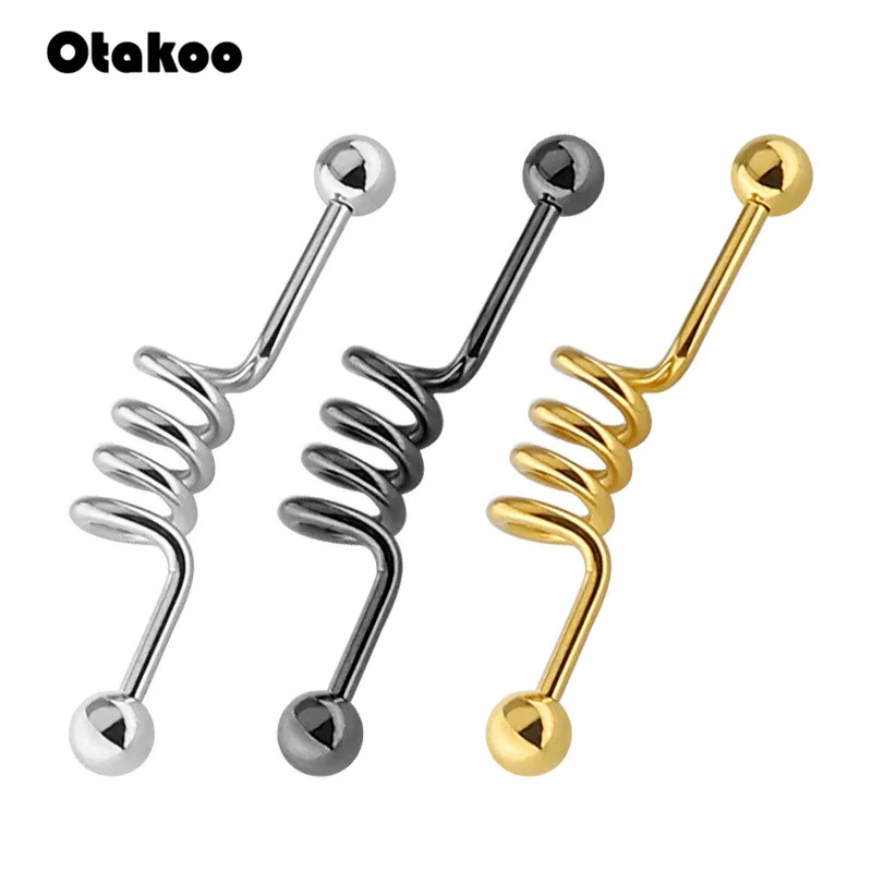 Otakoo стальной твист промышленное искусственное пирсинг Orelha для ушей длинный хрящ