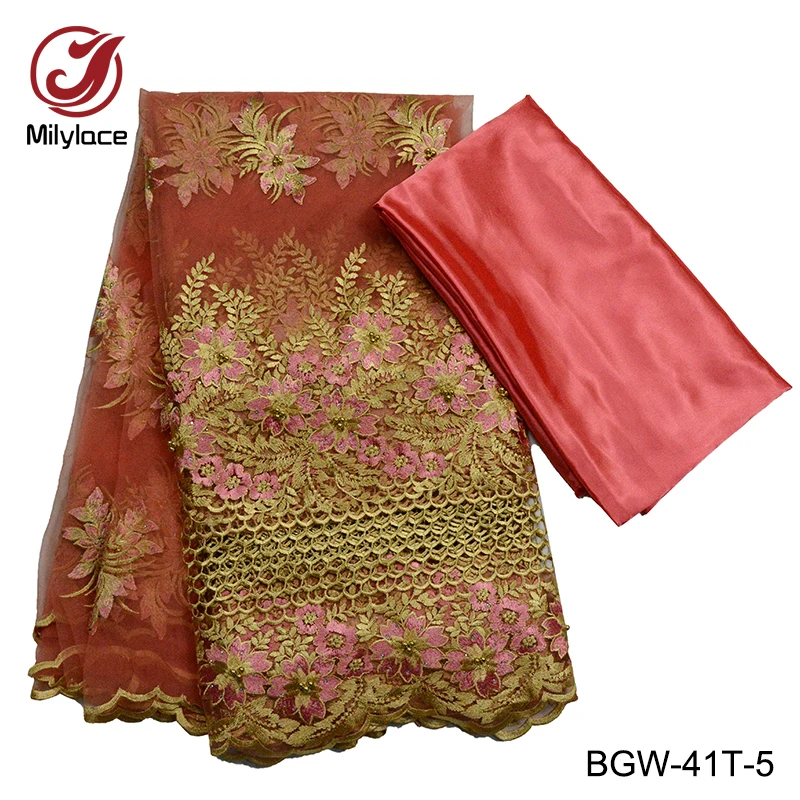 Latest French gorgeous tulle lace fabric 5 yards with satin lining fabric 3 yards for wedding for party quality-assured BGW-41T
Latest French gorgeous tulle lace fabric 5 yards with satin lining fabric 3 yards for wedding for party quality-assured BGW-41T