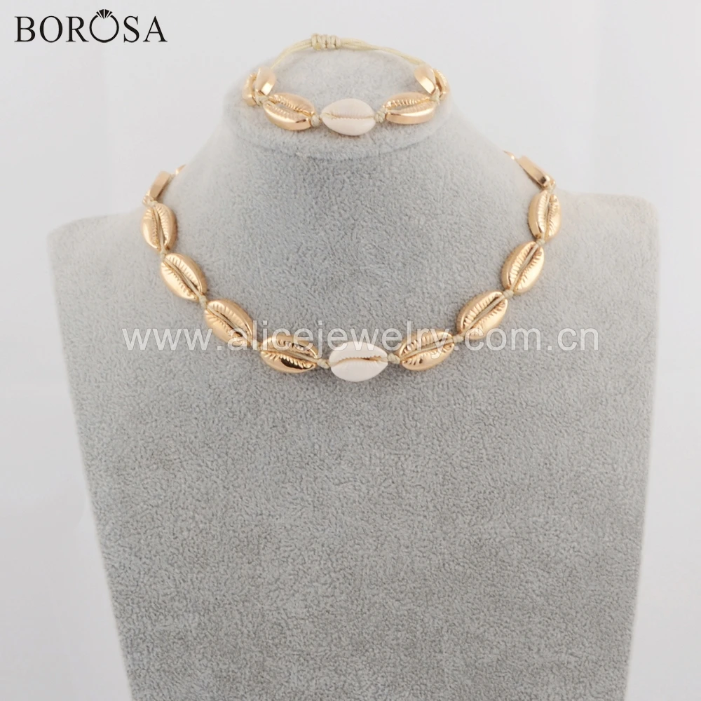 BOROSA 5Sets Handcrafted Gold Color Cowrie Shell Natural Seashell Adjustable Bracelet Necklace Jewelry Sets for Wholesale WX1094
BOROSA 5Sets Handcrafted Gold Color Cowrie Shell Natural Seashell Adjustable Bracelet Necklace Jewelry Sets for Wholesale WX1094