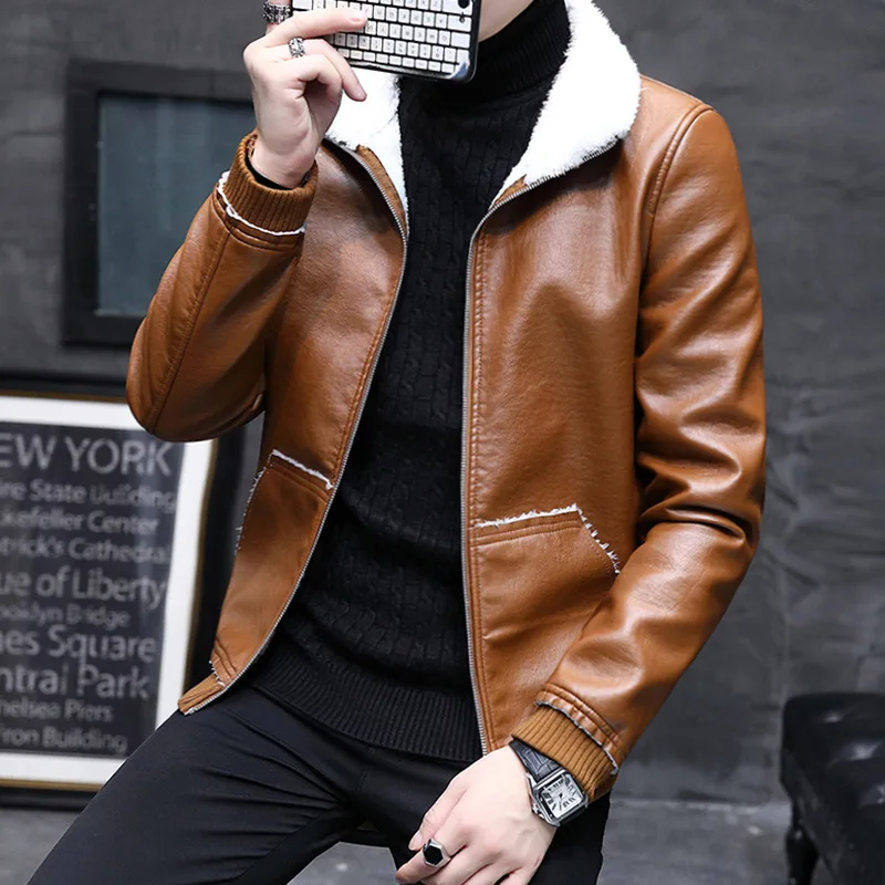 2018 New Men's Plus Velvet Leather Autumn and Winter Korean version of the Slim Handsome Loose Round Neck Motorcycle jacket
2018 New Men's Plus Velvet Leather Autumn and Winter Korean version of the Slim Handsome Loose Round Neck Motorcycle jacket