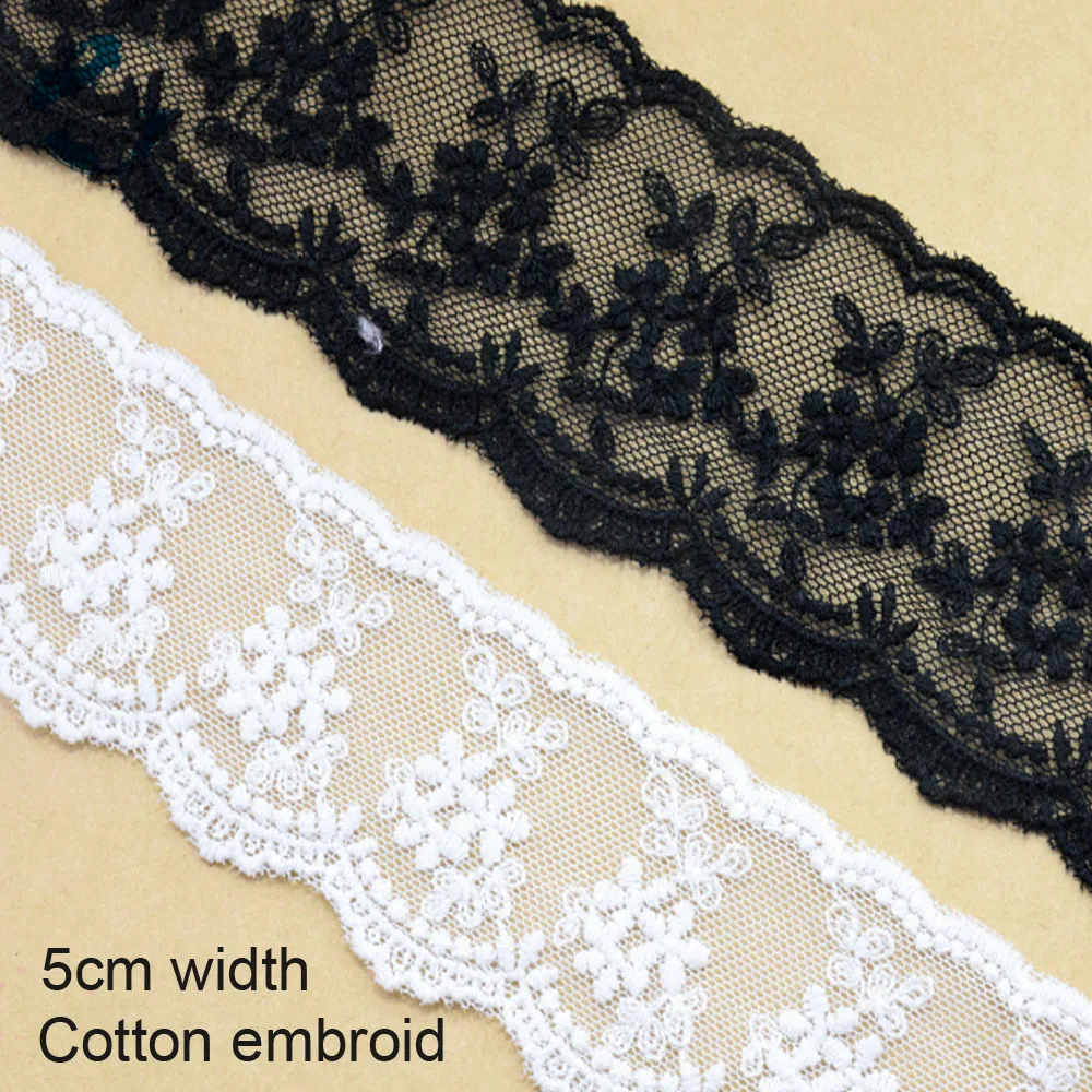

5yards 5cm width white lace Cotton embroid lace sewing ribbon guipure trims or fabric warp knitting DIY Garment Accessories#2664