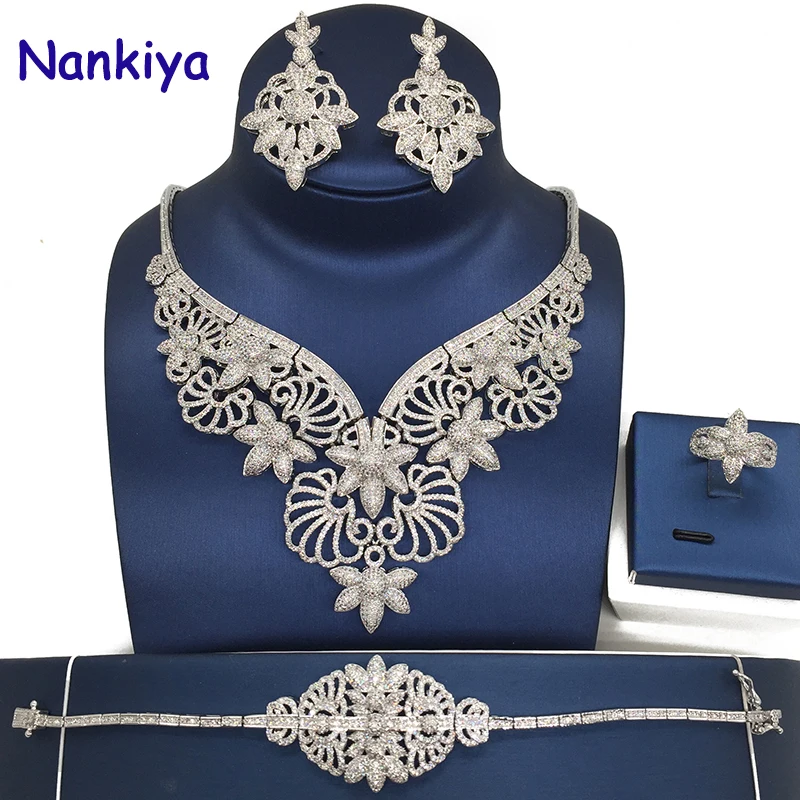 Nankiya Luxury Large Bridal Jewelry 4pcs Sets Five Stars Shape Micro Pave Zirconia Jewelry Set NG Women Wedding Party NC9012
Nankiya Luxury Large Bridal Jewelry 4pcs Sets Five Stars Shape Micro Pave Zirconia Jewelry Set NG Women Wedding Party NC9012