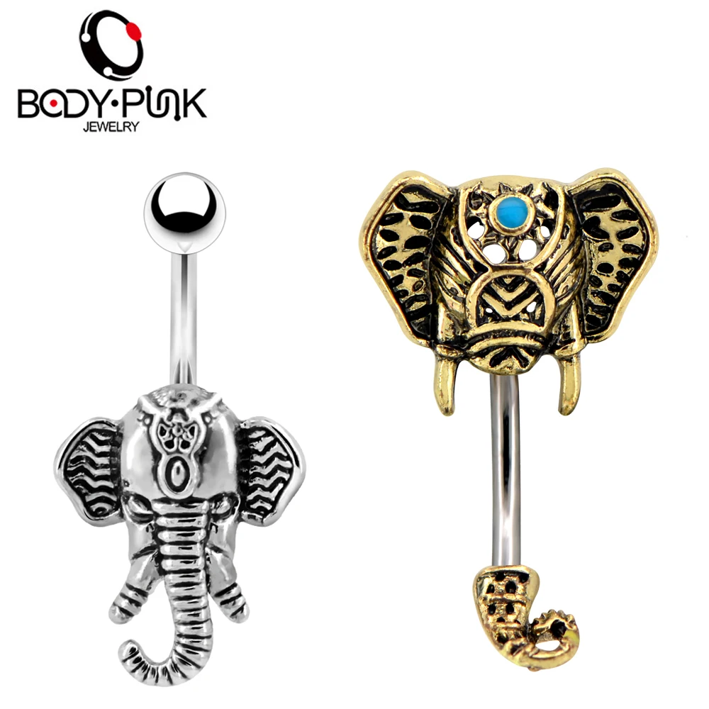 BODY PUNK Cute Gold Elephant Stainless Steel Curved Navel Piercings Belly Button Rings Body Jewelry Summer Style for Women
BODY PUNK Cute Gold Elephant Stainless Steel Curved Navel Piercings Belly Button Rings Body Jewelry Summer Style for Women