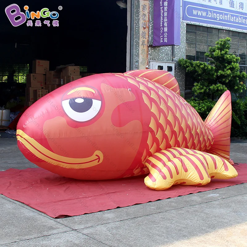 

2018 Hot sale 4m long ground inflatable carp model for advertising vivid inflatable fish balloon for ocean theme decoration toys