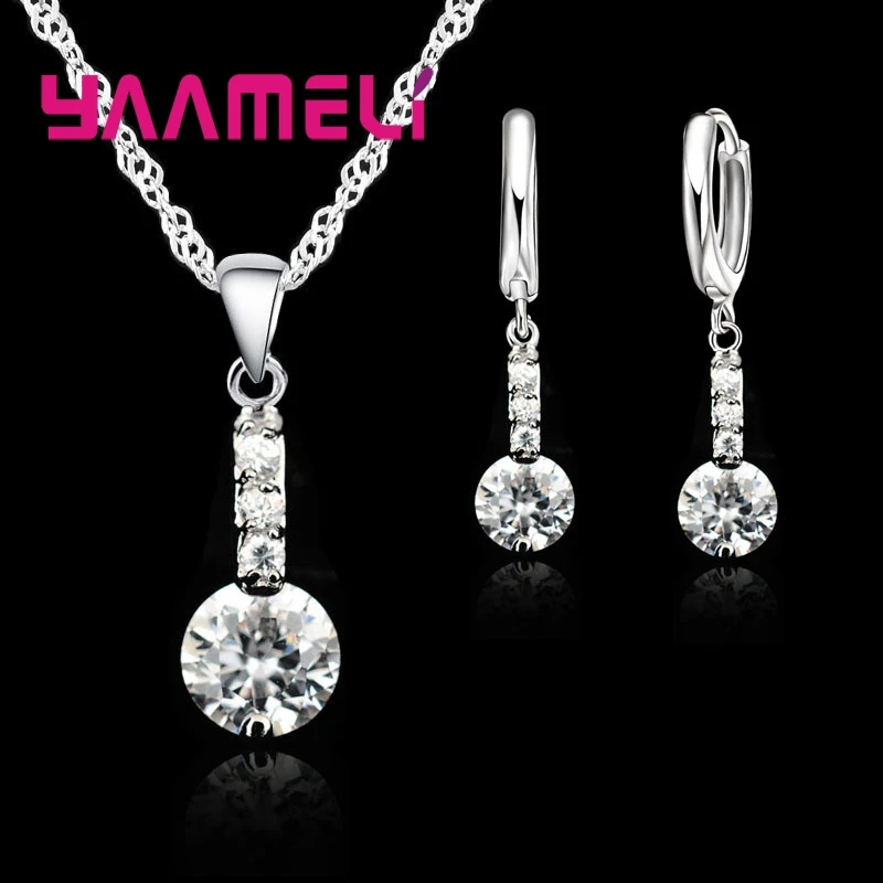 Valentine's Day Gift 925 Sterling Silver Jewelry Sets For Wedding Engagement Women Crystal Earrings Necklace Party Set
Valentine's Day Gift 925 Sterling Silver Jewelry Sets For Wedding Engagement Women Crystal Earrings Necklace Party Set