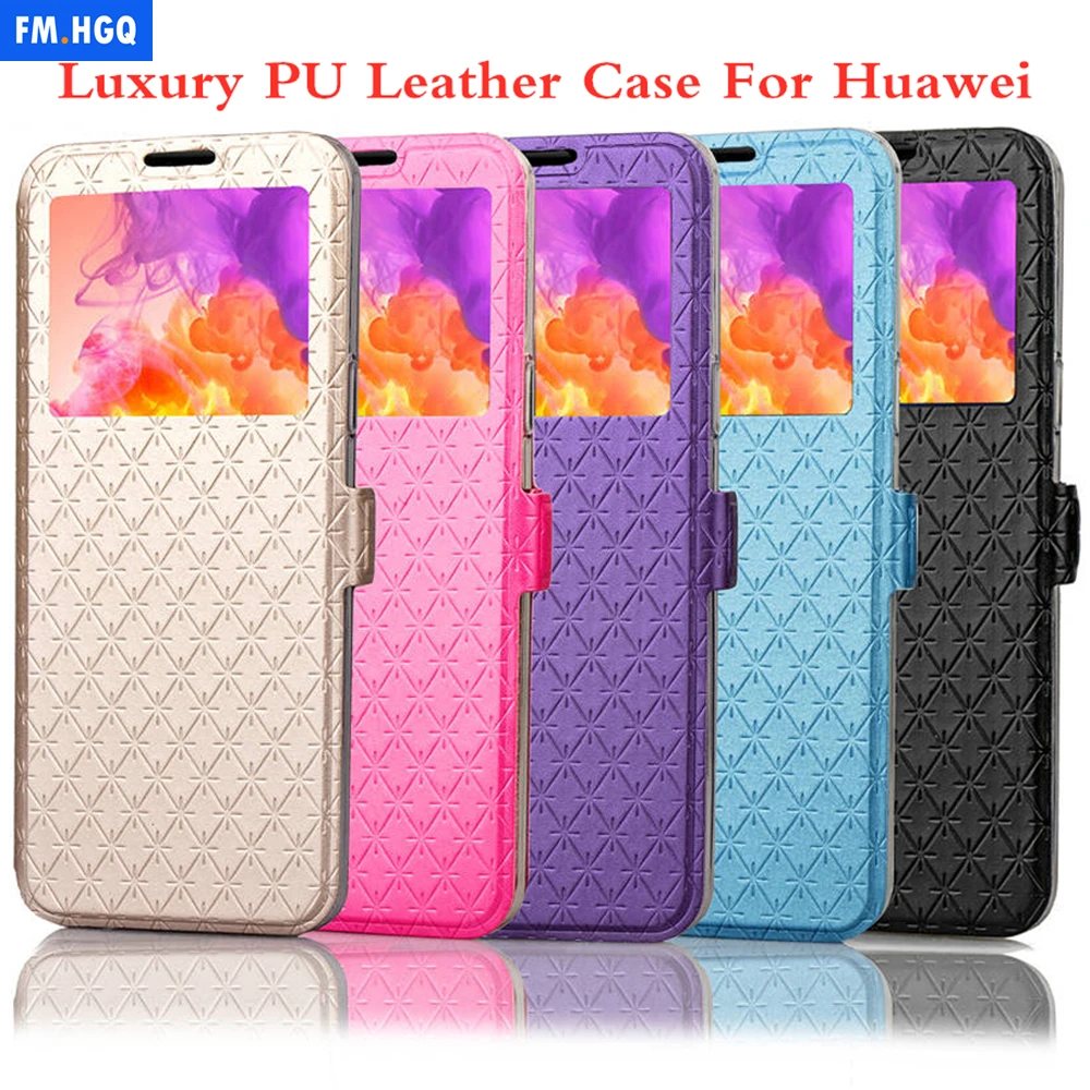 FM. HGQ роскошный кожаный + жесткий чехол книжка с окошком для huawei P20 Pro Lite P8 P9 2018