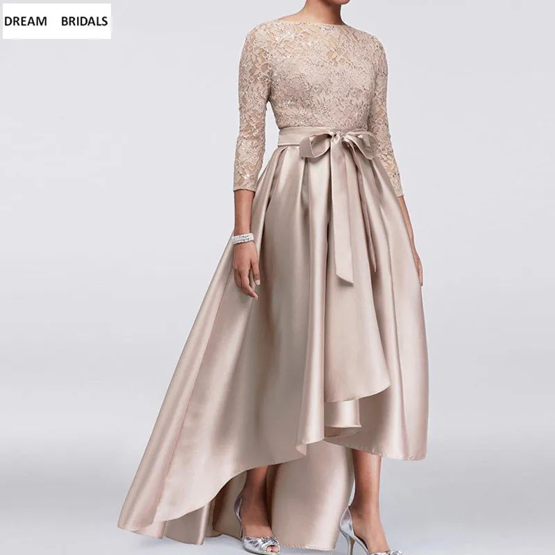Plus Size 3/4 Long Sleeves Mother Dresses robe de mariee Lace Applique Sequins Satin High Low Sashes Mother Of The Bride Dresses
Plus Size 3/4 Long Sleeves Mother Dresses robe de mariee Lace Applique Sequins Satin High Low Sashes Mother Of The Bride Dresses