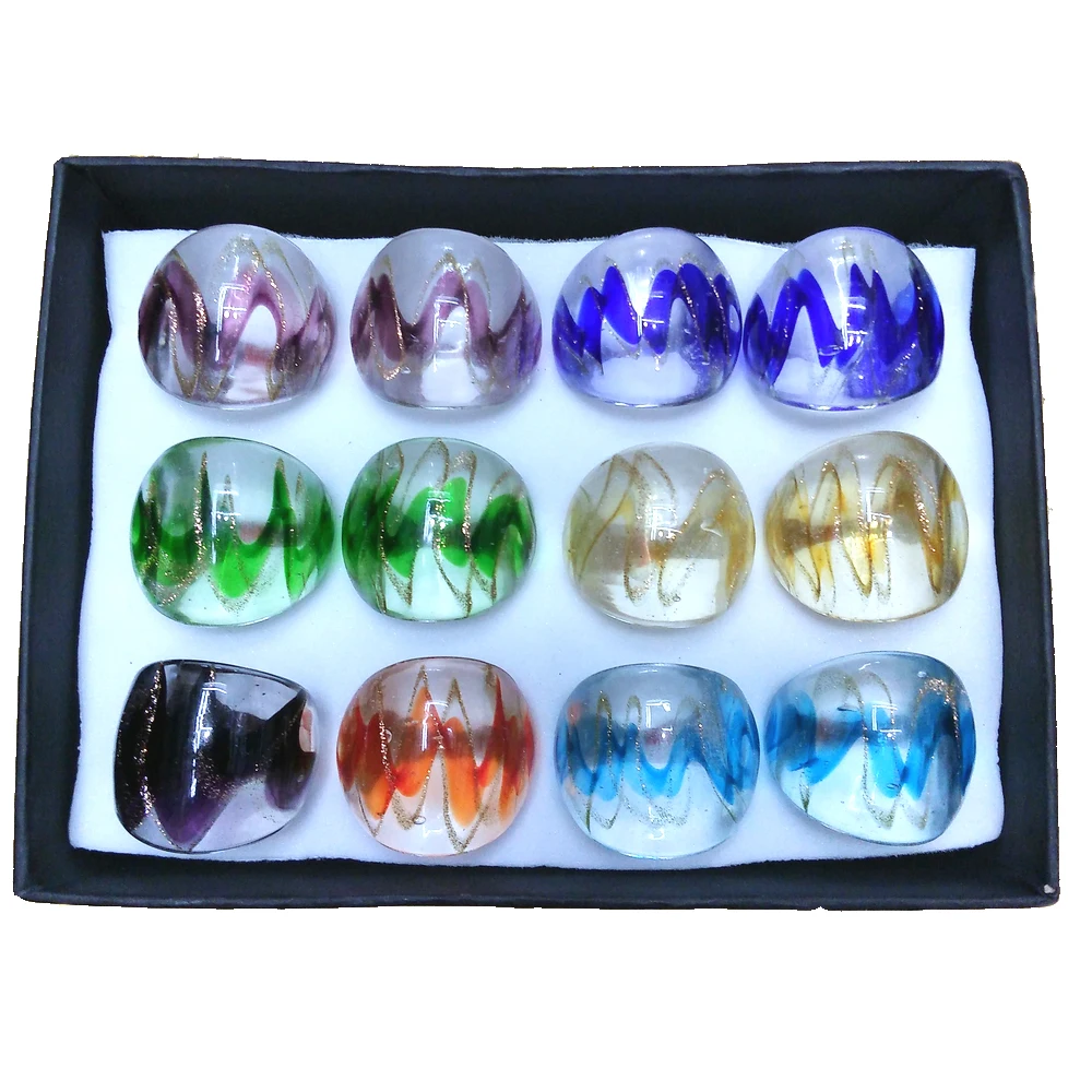 Wholesale 12pcs/lot Transparent Glass Rings, Inlay Gold And Other Colors Wavy Lines
Wholesale 12pcs/lot Transparent Glass Rings, Inlay Gold And Other Colors Wavy Lines