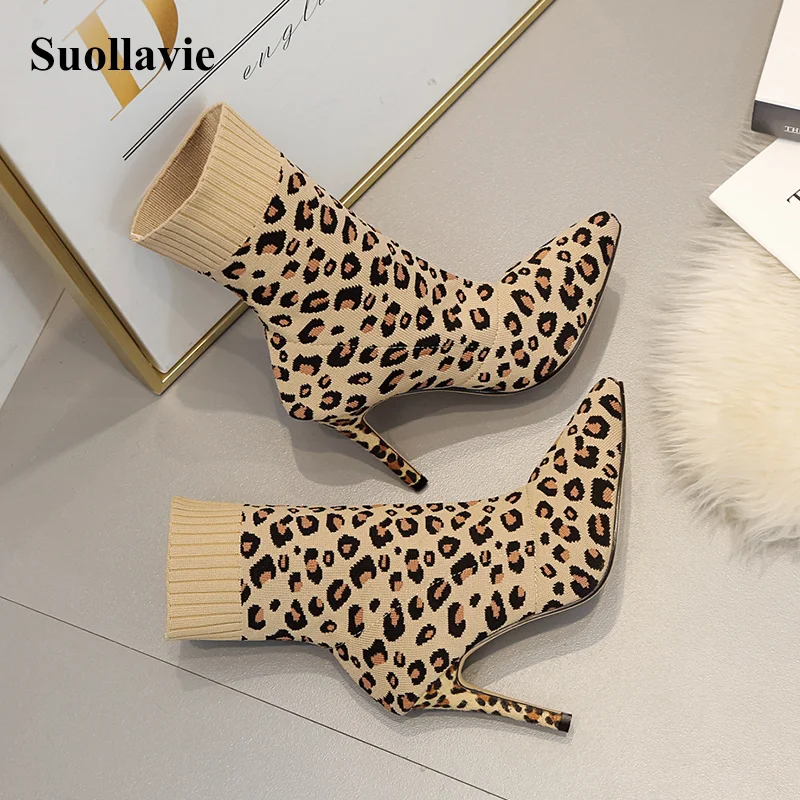 Suollavie Leopard Chelsea Boots Pointed Toe Thin Heels Slip-On Sexy Women's Shoes High Heel Ankle Boots Size 35-40
Suollavie Leopard Chelsea Boots Pointed Toe Thin Heels Slip-On Sexy Women's Shoes High Heel Ankle Boots Size 35-40