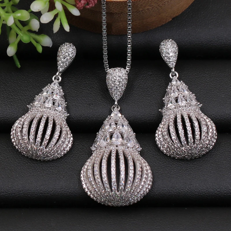 Lanyika Jewelry Set Exquisite Cucurbit Full Zircon Micro Paved Necklace with Earrings for Anniversary Wedding Bridal Best Gift
Lanyika Jewelry Set Exquisite Cucurbit Full Zircon Micro Paved Necklace with Earrings for Anniversary Wedding Bridal Best Gift