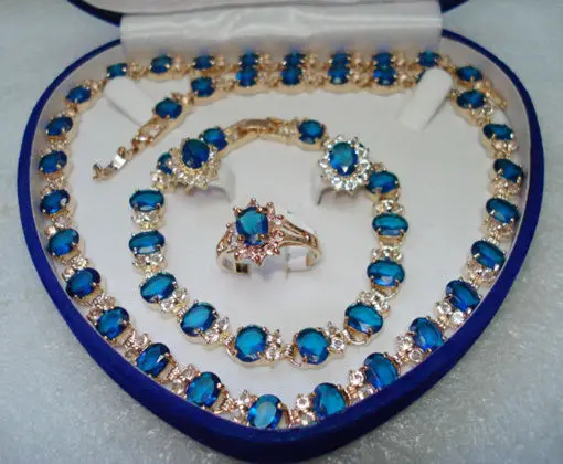 

charm & noblest blue zircon necklace earring bracelet set
