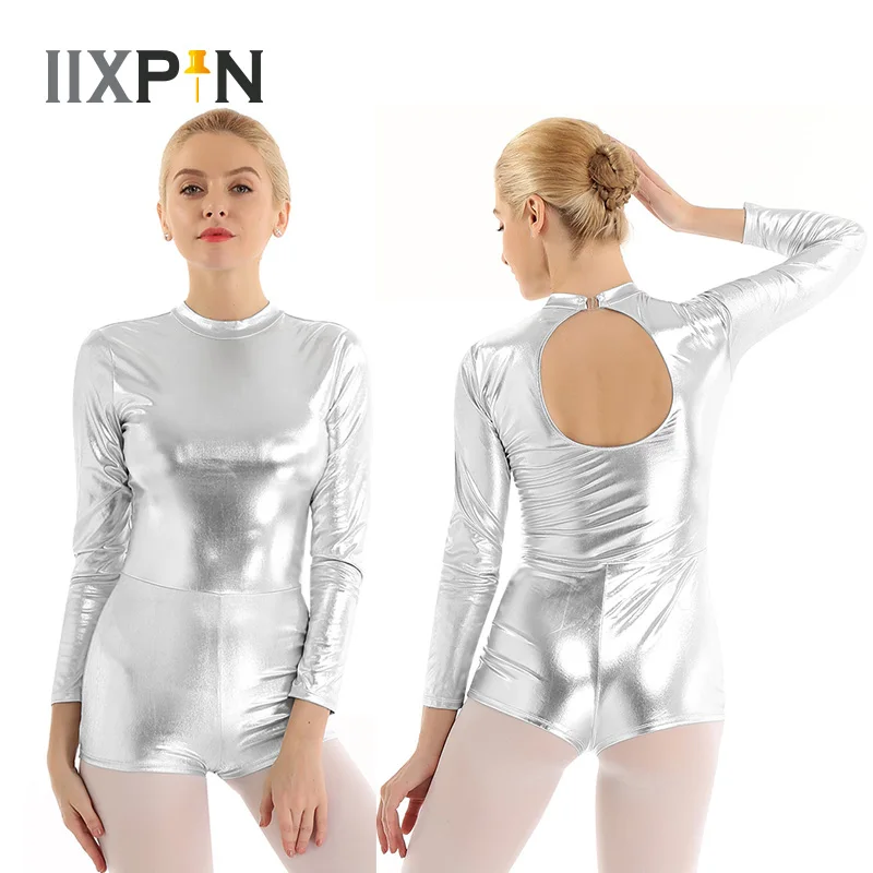 Shiny Metallic Mock Neck Ballet Leotard Women One Piece Long Sleeves Keyhole Back Leotard Performance Dance Costume Biketards
Shiny Metallic Mock Neck Ballet Leotard Women One Piece Long Sleeves Keyhole Back Leotard Performance Dance Costume Biketards