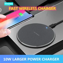 YHONH 10W Fast Wireless Charger Thin Round Alloy Pad Compatible with Xs XR Max iXR X 8/8P/Galaxy S9 S8 S7 Note 9/8 all QI Phone