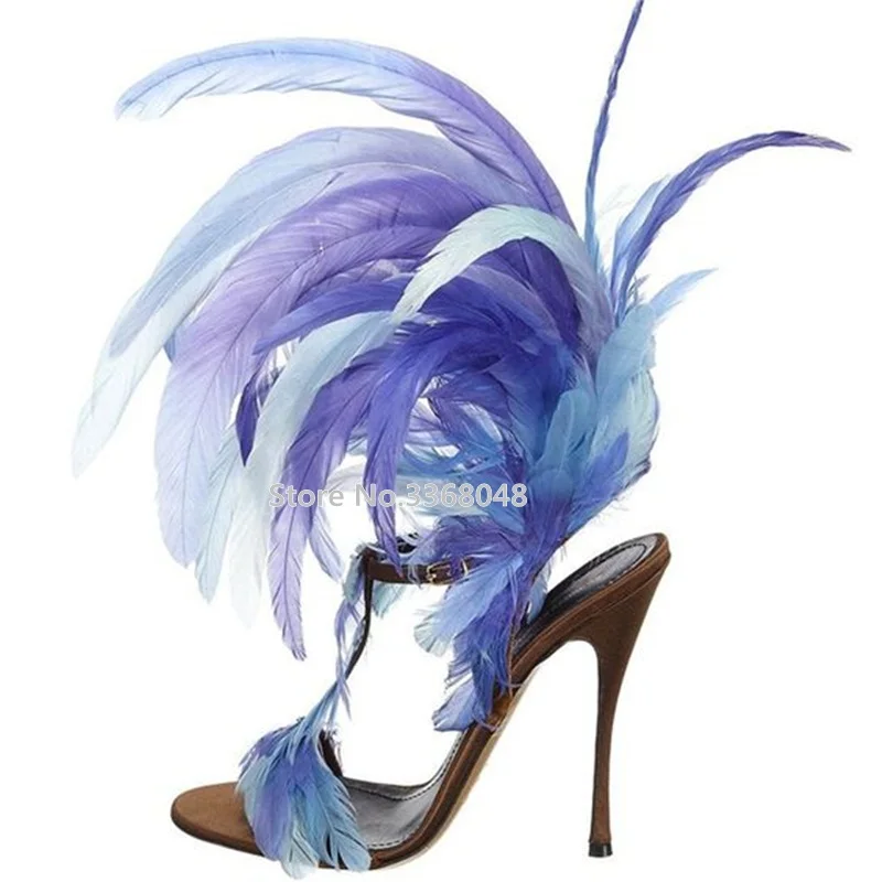 Fantasy Blue Feather Women Brown Sandals T strap Party Gladiator Sandals Woman Thin High Heel Peep Toe Big Fur Nightclub Shoes
Fantasy Blue Feather Women Brown Sandals T strap Party Gladiator Sandals Woman Thin High Heel Peep Toe Big Fur Nightclub Shoes