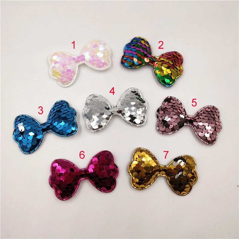 Wholesale 120pcs/lot 3.8x5.5cm Sequin Bowknot Padded Applique for DIY Children headwear Accessories & DIY Craft Decoration
Wholesale 120pcs/lot 3.8x5.5cm Sequin Bowknot Padded Applique for DIY Children headwear Accessories & DIY Craft Decoration