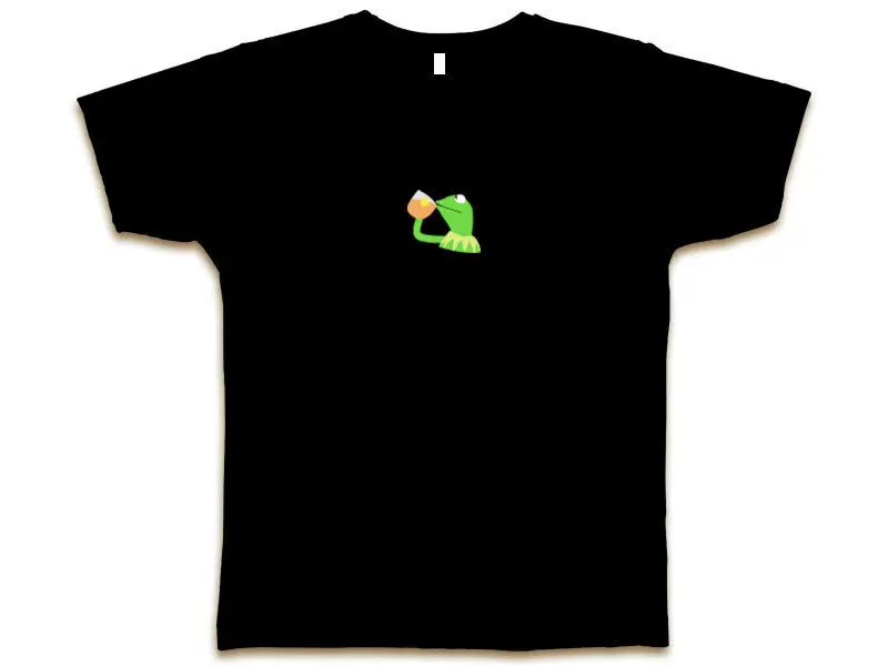 Ни один из моего бизнеса Kermit пользовательские черные футболки эмодзи потягивая