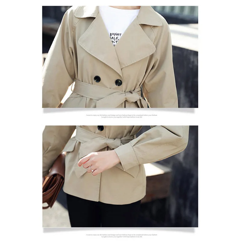Fashion Lapel Trench Coat Double-breasted Women's Short Outerwear 2019 Autumn Classic Casual Windbreaker Coat With Belt f1017
Fashion Lapel Trench Coat Double-breasted Women's Short Outerwear 2019 Autumn Classic Casual Windbreaker Coat With Belt f1017