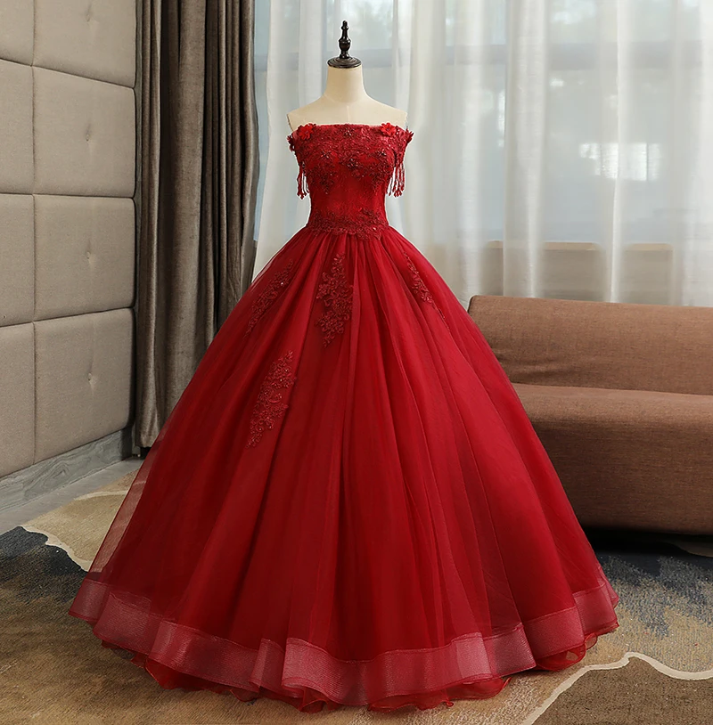 EZKUNTZA новинка 2021 винно красные платья для Quinceanera элегантное кружевное платье с