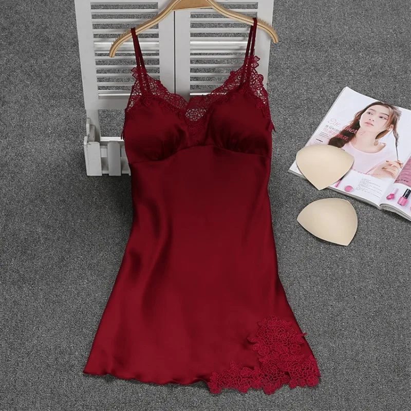 Women Sexy Nightdress Silk Satin Women Sleepwear Dress Ladies Lace Nightgown with Chest Pad Lounge Plus Size Nightwear 49
Women Sexy Nightdress Silk Satin Women Sleepwear Dress Ladies Lace Nightgown with Chest Pad Lounge Plus Size Nightwear 49