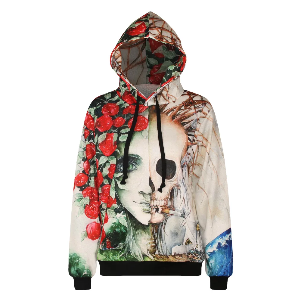 Punk Women Sweatershirt Digital Printed Rose Skull Hoodies Sweatershirts Cotton Long Sleeve Casual Tops
Punk Women Sweatershirt Digital Printed Rose Skull Hoodies Sweatershirts Cotton Long Sleeve Casual Tops