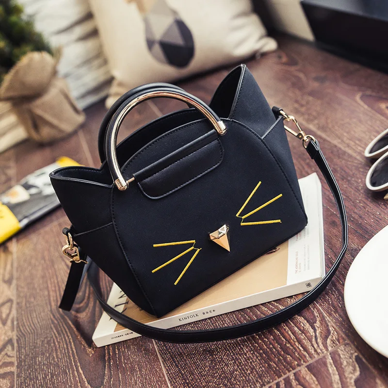 Бесплатная доставка Для женщин мешок милый кот Сумки крыло Форма плеча Crossbody Bolsas