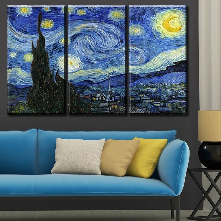 3PCS Canvas Painting Decorative painting Living room No Frame Starry night Wall Painting Vincent Willem Van Gogh Printed wall
3PCS Canvas Painting Decorative painting Living room No Frame Starry night Wall Painting Vincent Willem Van Gogh Printed wall