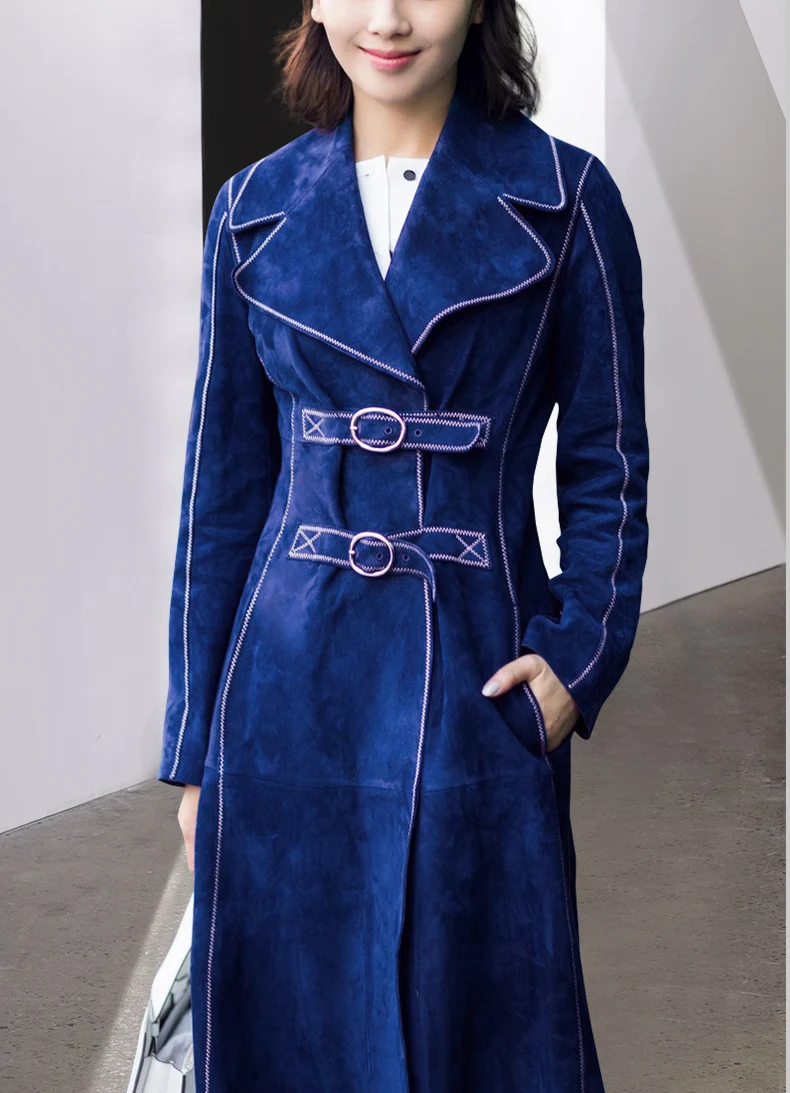 See Orange Blue Suede Trench Coat For Lady Office Long Coat Slim Notched Spring Women Coat Outerwear SO7717
See Orange Blue Suede Trench Coat For Lady Office Long Coat Slim Notched Spring Women Coat Outerwear SO7717