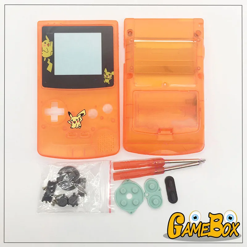 Прозрачный оранжевый корпус Корпус для nasud GBC Pika GameBoy цвет полный комплект