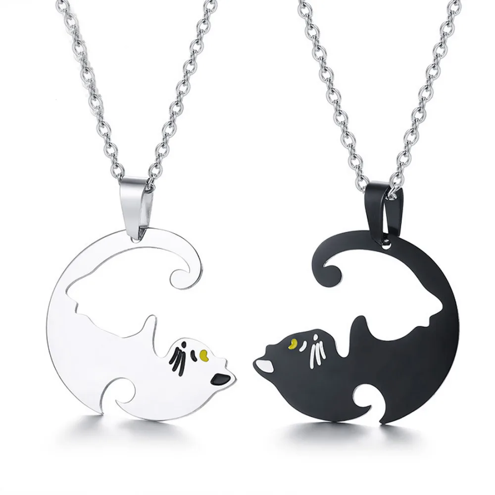Lovers Jewelry Pendant Set Silver Black Stainless Steel Cute Animal Cat Pendant Necklace Rolo Chain
Lovers Jewelry Pendant Set Silver Black Stainless Steel Cute Animal Cat Pendant Necklace Rolo Chain