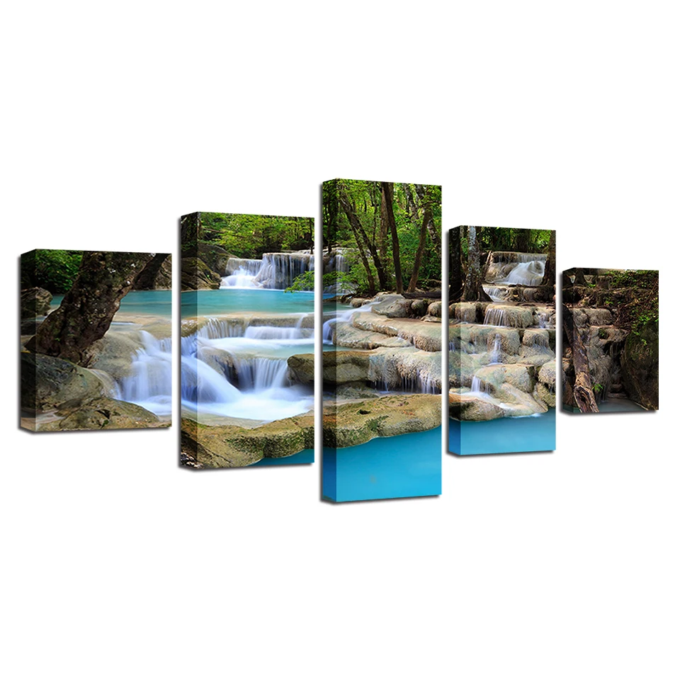 Decor For Living Room Wall HD Pictures 5 Pieces Little Waterfall Green Forest Canvas Painting Natural Scenery Modular Prints Art
Decor For Living Room Wall HD Pictures 5 Pieces Little Waterfall Green Forest Canvas Painting Natural Scenery Modular Prints Art