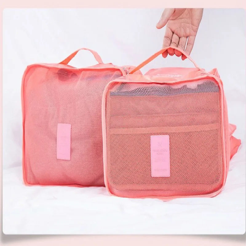 6pcs/set Fashion Double Zipper Waterproof Polyester Packing Cubes Men And Women Luggage Travel Bags Duffle Bag | Багаж и сумки