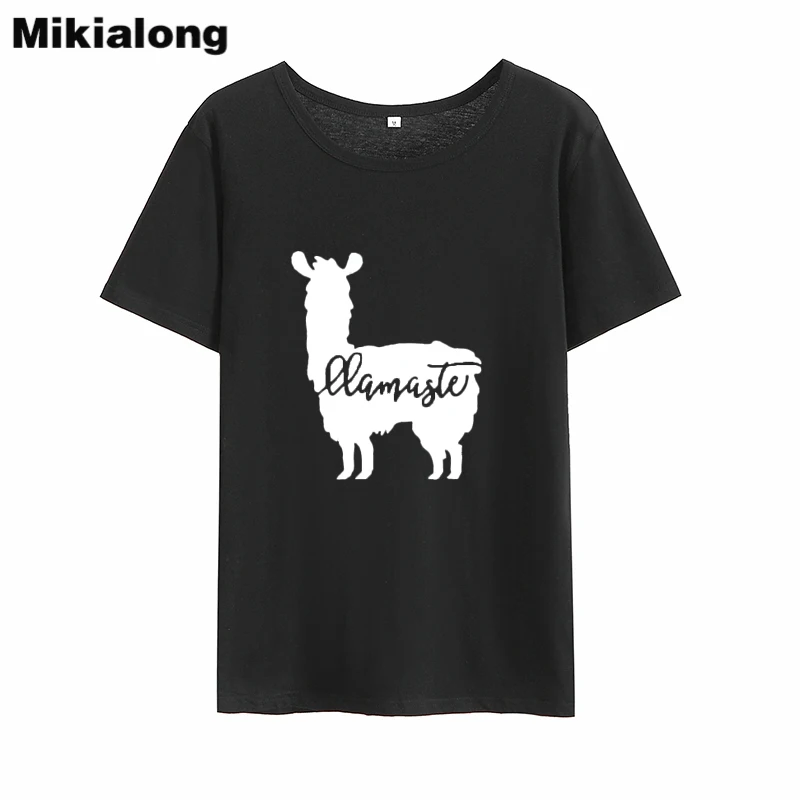 Футболка Mikialong с рисунком из мультфильма ламастэ альпака, Женская свободная футболка 2018 с коротким рукавом, женский топ, черная белая хлопко... 
Футболка Mikialong с рисунком из мультфильма ламастэ альпака, Женская свободная футболка 2018 с коротким рукавом, женский топ, черная белая хлопко...