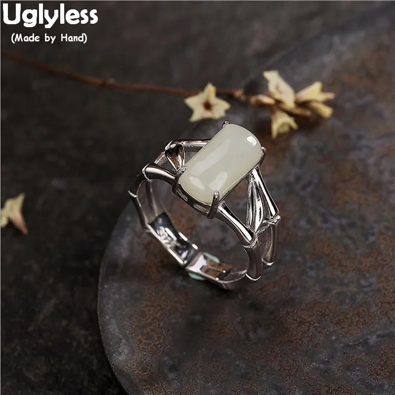 Uglyless 100% Real 925 Sterling Silver Bamboo Leaves Finger Rings for Women Nature Jade Square Ring Hollow Gemstone Fine Jewelry
Uglyless 100% Real 925 Sterling Silver Bamboo Leaves Finger Rings for Women Nature Jade Square Ring Hollow Gemstone Fine Jewelry