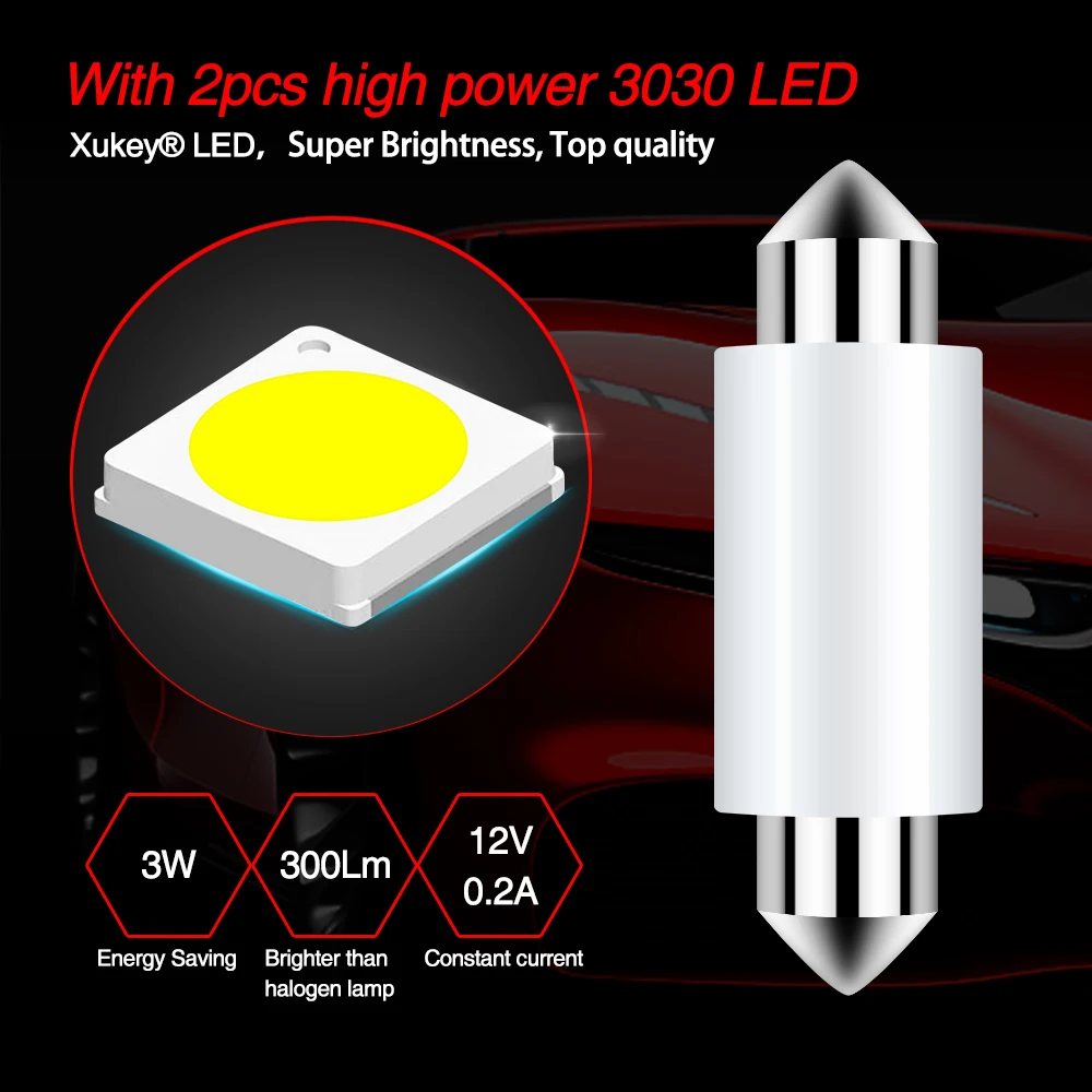 Xukey 2x C5W автомобильный гирлянда 31 мм 36 светодиодный светильник для чтения