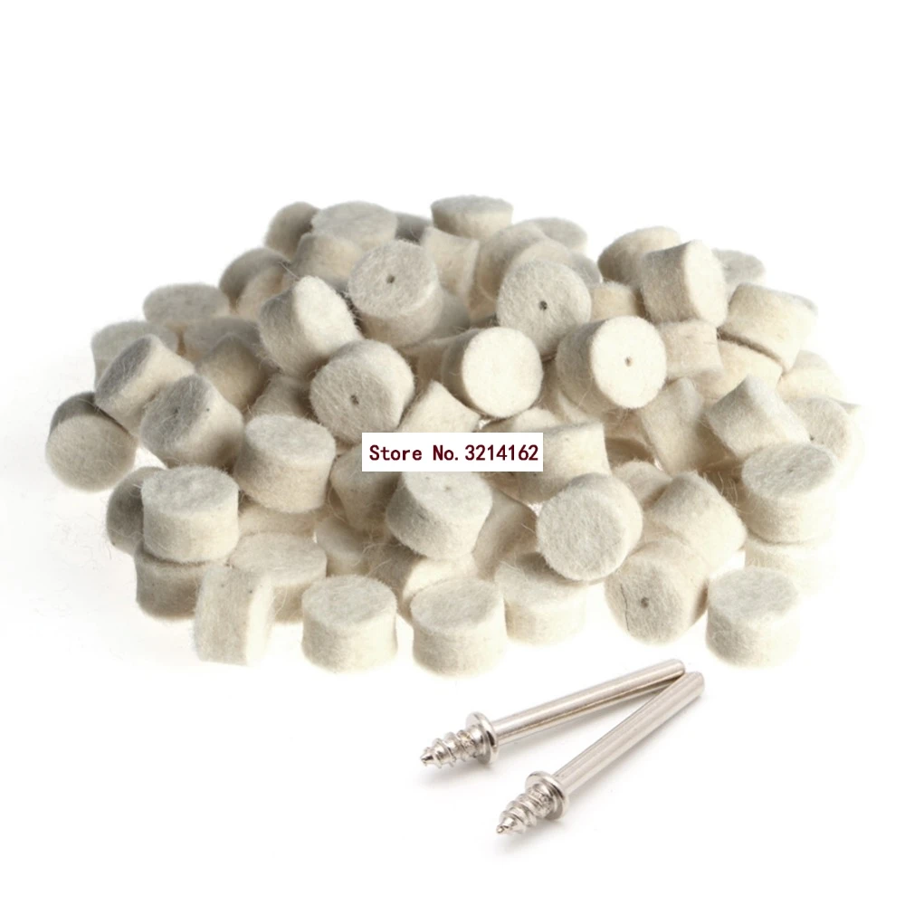100Pc 13mm Wool Felt Polishing Buffing Pad 2 Shank For Dremel Grinding Wheel 07NOV | Инструменты