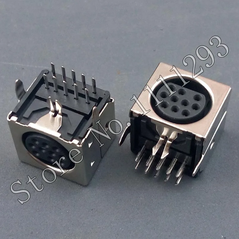 10pcs/lot MD Housing Female DIN 10 Mini Pin S-video Adapter Socket Port Connector |