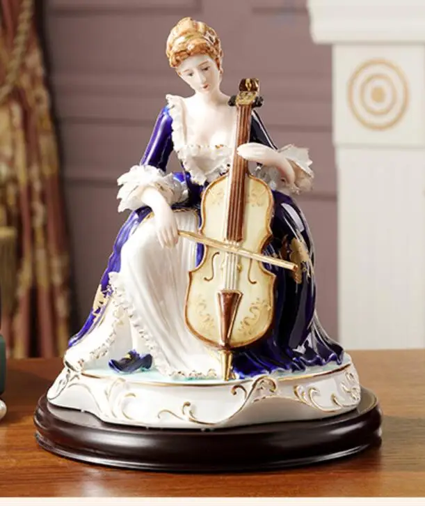 European Ceramic Figures Furnishing Luxury Living Room American American Women Playing Cello High-end Art Home Decoration
European Ceramic Figures Furnishing Luxury Living Room American American Women Playing Cello High-end Art Home Decoration