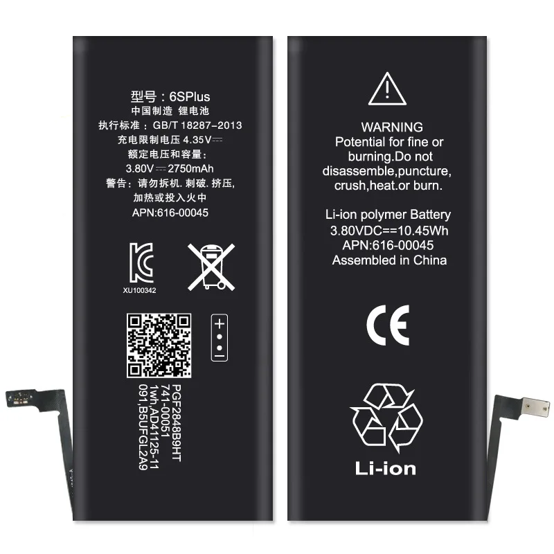 20pcs/lot ISUNOO 2750mAh telephone Lithium Polymer Replacement Batteries for Apple iPhone 6S plus Internal Battery
20pcs/lot ISUNOO 2750mAh telephone Lithium Polymer Replacement Batteries for Apple iPhone 6S plus Internal Battery