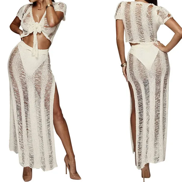 Женское трикотажное платье высокого качества с v-образным вырезом, бантом и коротким рукавом, прозрачный сексуальный укороченный топ + юбка ...
Женское трикотажное платье высокого качества с v-образным вырезом, бантом и коротким рукавом, прозрачный сексуальный укороченный топ + юбка ...