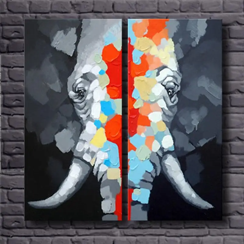 Colorful Elephant Animal Oil Painting 100% Hand Painted 2 Panel Canvas Wall Art Modern Oil Painting Unframed Canvas Painting
Colorful Elephant Animal Oil Painting 100% Hand Painted 2 Panel Canvas Wall Art Modern Oil Painting Unframed Canvas Painting