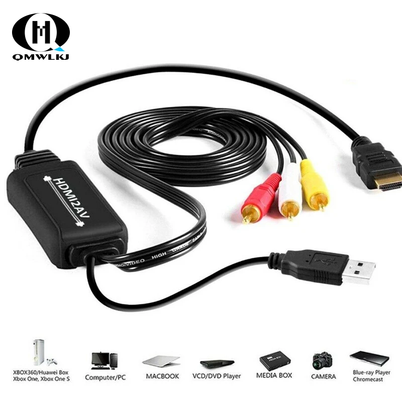 HDMI мужчина к 3 RCA Видео Аудио AV кабель конвертер аудио видео адаптер для 1080P HDTV DVD