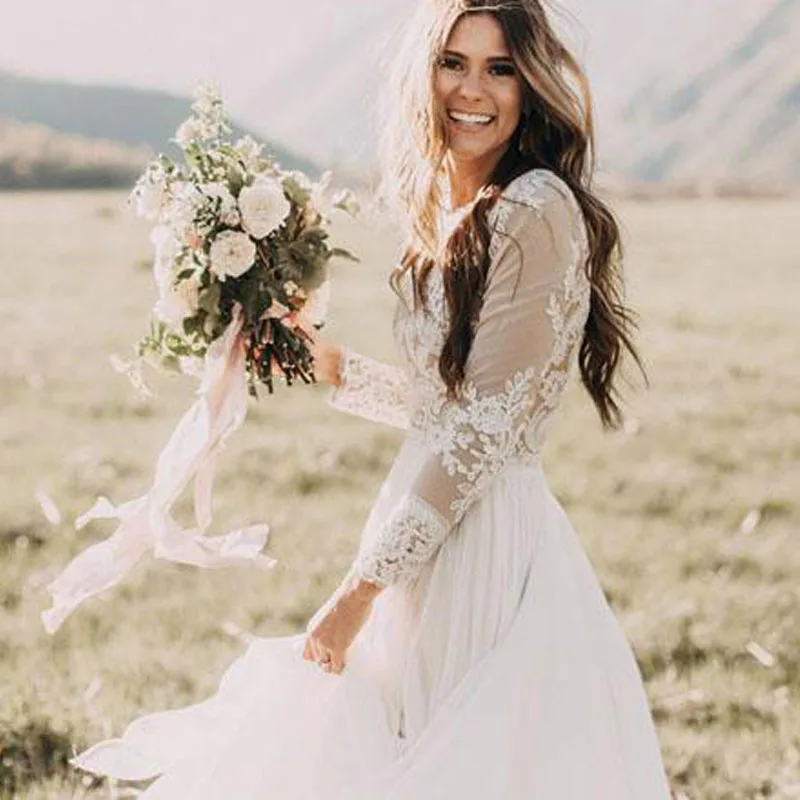 White Bohemia Beach Lace Applique Chiffon Long Sleeve Muslim edding Dress Robe De Mariee Sofuge Boho Dubai Arabic Abiti Da Sposa
White Bohemia Beach Lace Applique Chiffon Long Sleeve Muslim edding Dress Robe De Mariee Sofuge Boho Dubai Arabic Abiti Da Sposa