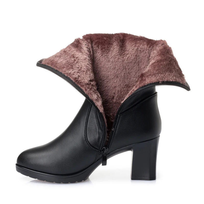 TIMETANG High heels genuine leather women winter boots thick fur warm women Mar boots high quality female snow boots
TIMETANG High heels genuine leather women winter boots thick fur warm women Mar boots high quality female snow boots