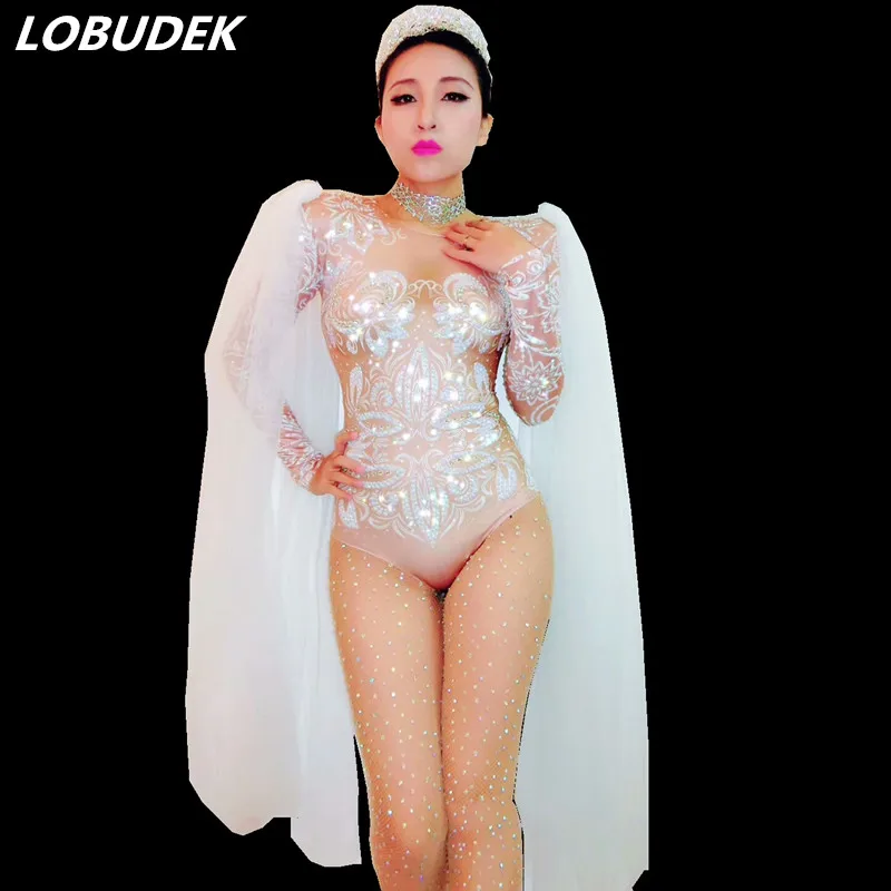 nightclub white Bright Crystal sexy bodysuit stage costumes Dancer prom show jumpsuit Rompers with diamond performance party
nightclub white Bright Crystal sexy bodysuit stage costumes Dancer prom show jumpsuit Rompers with diamond performance party