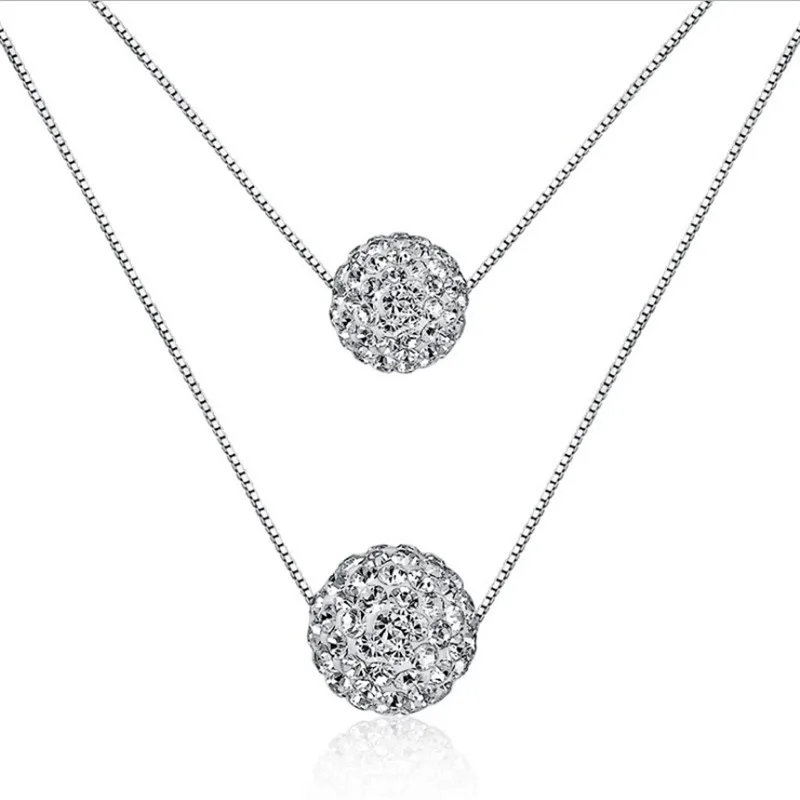 KOFSAC New Double Layer Ball Full Rhinestone Pendant Necklaces For Women Clavicle Chain 925 Silver Necklace Jewelry
KOFSAC New Double Layer Ball Full Rhinestone Pendant Necklaces For Women Clavicle Chain 925 Silver Necklace Jewelry