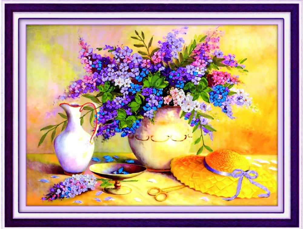 Needlework,DIY Ribbon Cross stitch Sets for Embroidery kit, Elegant Vase Violet flowers Cross-Stitch handwork Home Wall Decor
Needlework,DIY Ribbon Cross stitch Sets for Embroidery kit, Elegant Vase Violet flowers Cross-Stitch handwork Home Wall Decor